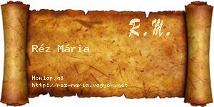 Réz Mária névjegykártya